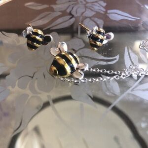 Geometric Gold and Black Stud Earrings